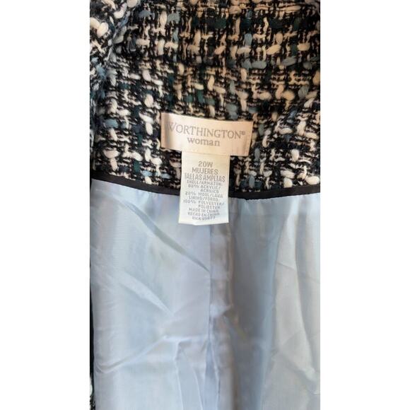 Worthington Blue, Black, White Tweed Lined Women's Blazer Coat - Size 20W - Picture 3 of 8